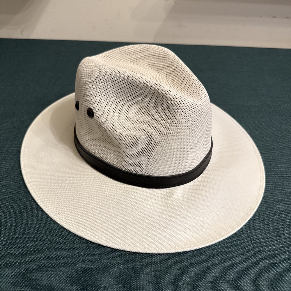 Royal Road Trading Company Original Panama Molded Summer Hat Mens White Black - Picture 2 of 8